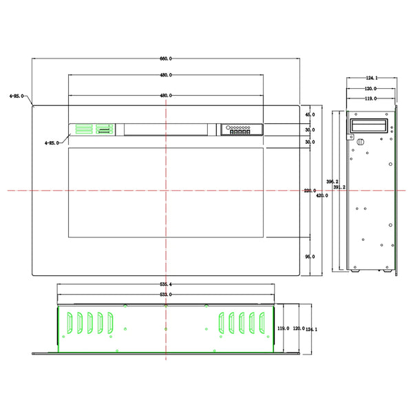 LED Pro vstavaný elektrický krb – 66 cm