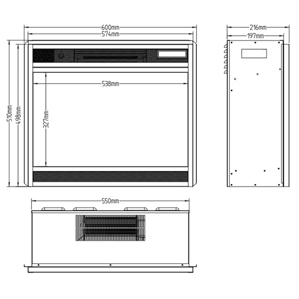 LED Classic vstavaný elektrický krb – 60 cm