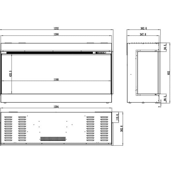 Superb 3D 120 cm vstavaný elektrický krb