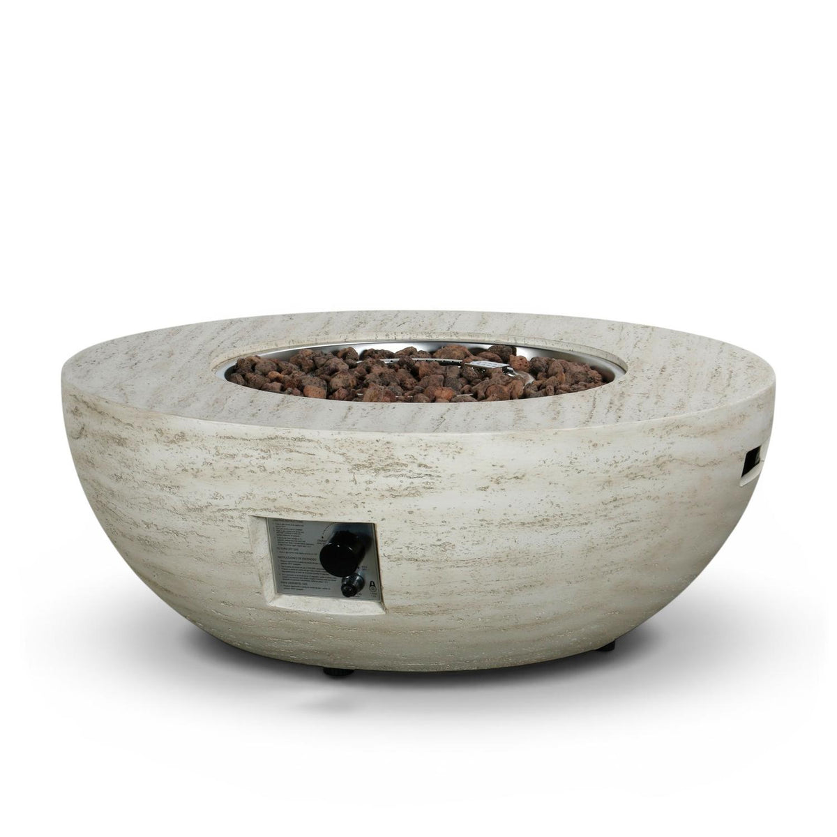 Estate Bowl 92 Travertine – Okrúhly plynový ohniskový stôl