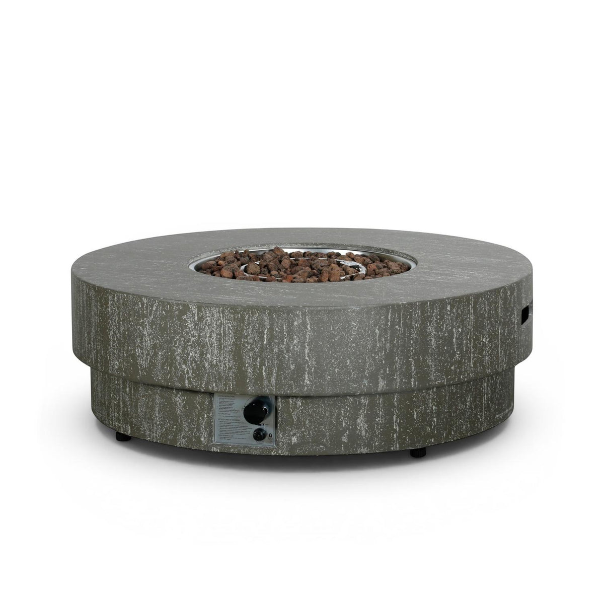 Estate Round 105 Dark Travertine – Okrúhly plynový ohniskový stôl