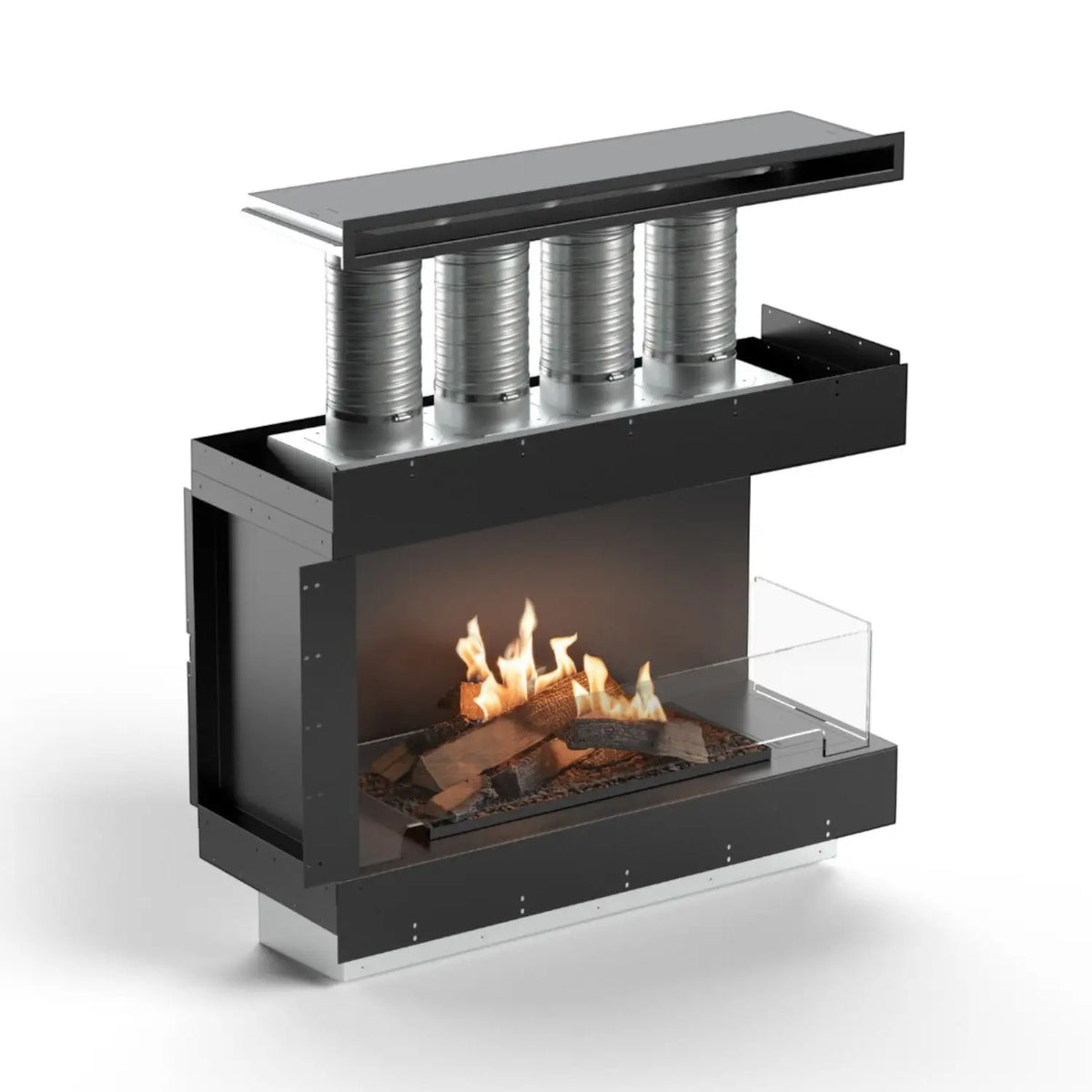 Flogs Box 1000 Right Corner (In-Room Vent) - Bioethanol Fireplace