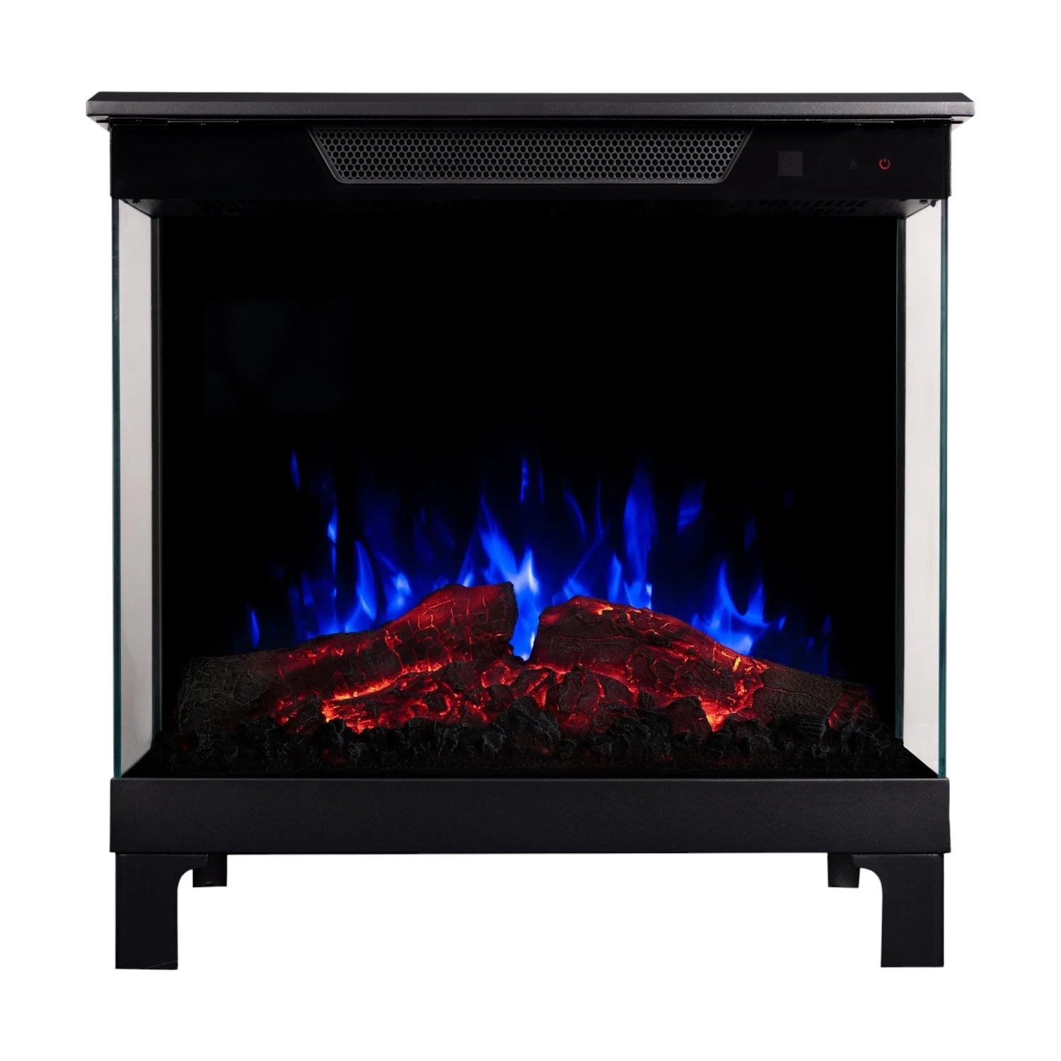 Tower 46 – Freestanding Electric Fireplace with 3-Sided Flame View