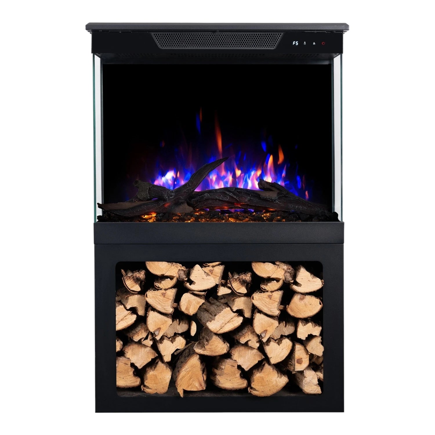 Tower 56 Electric Fireplace with Log Storage