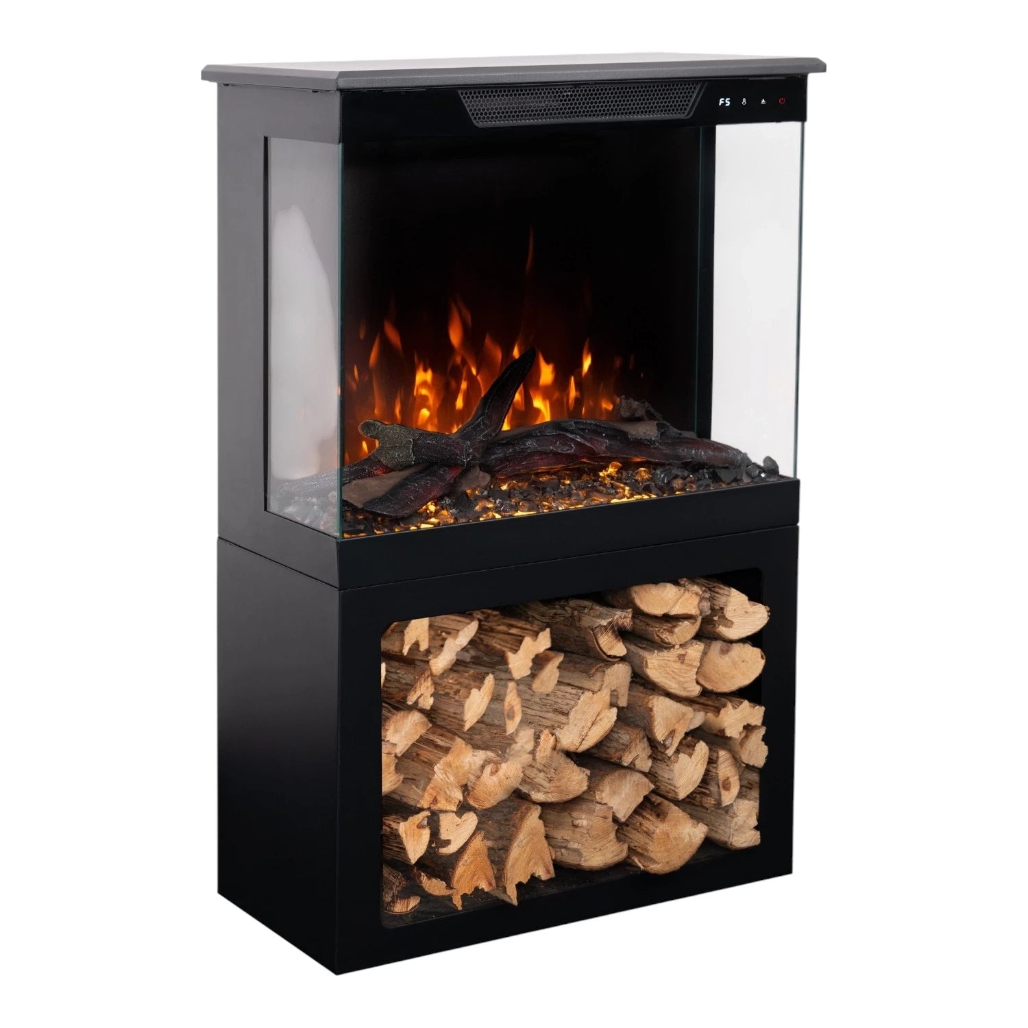Tower 56 Electric Fireplace with Log Storage