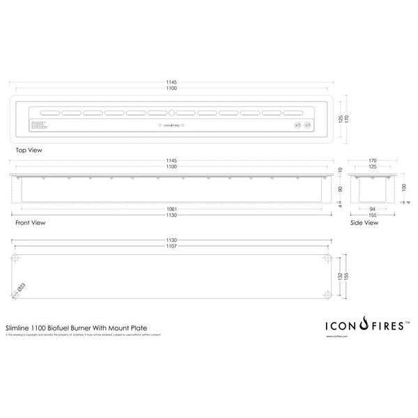 Icon Fires Slimline horák – 110 cm