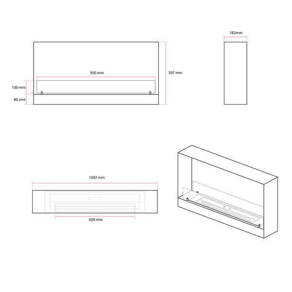100 cm vstavaný priehľadový bio krb