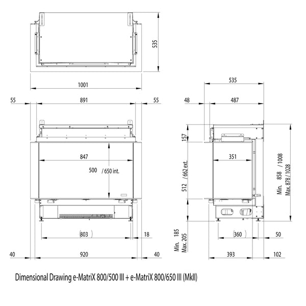 e-MatriX Mood 800-650 III - Water Vapour Fireplace