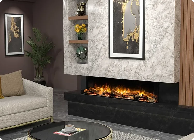Flamerite fires built in fireplace 