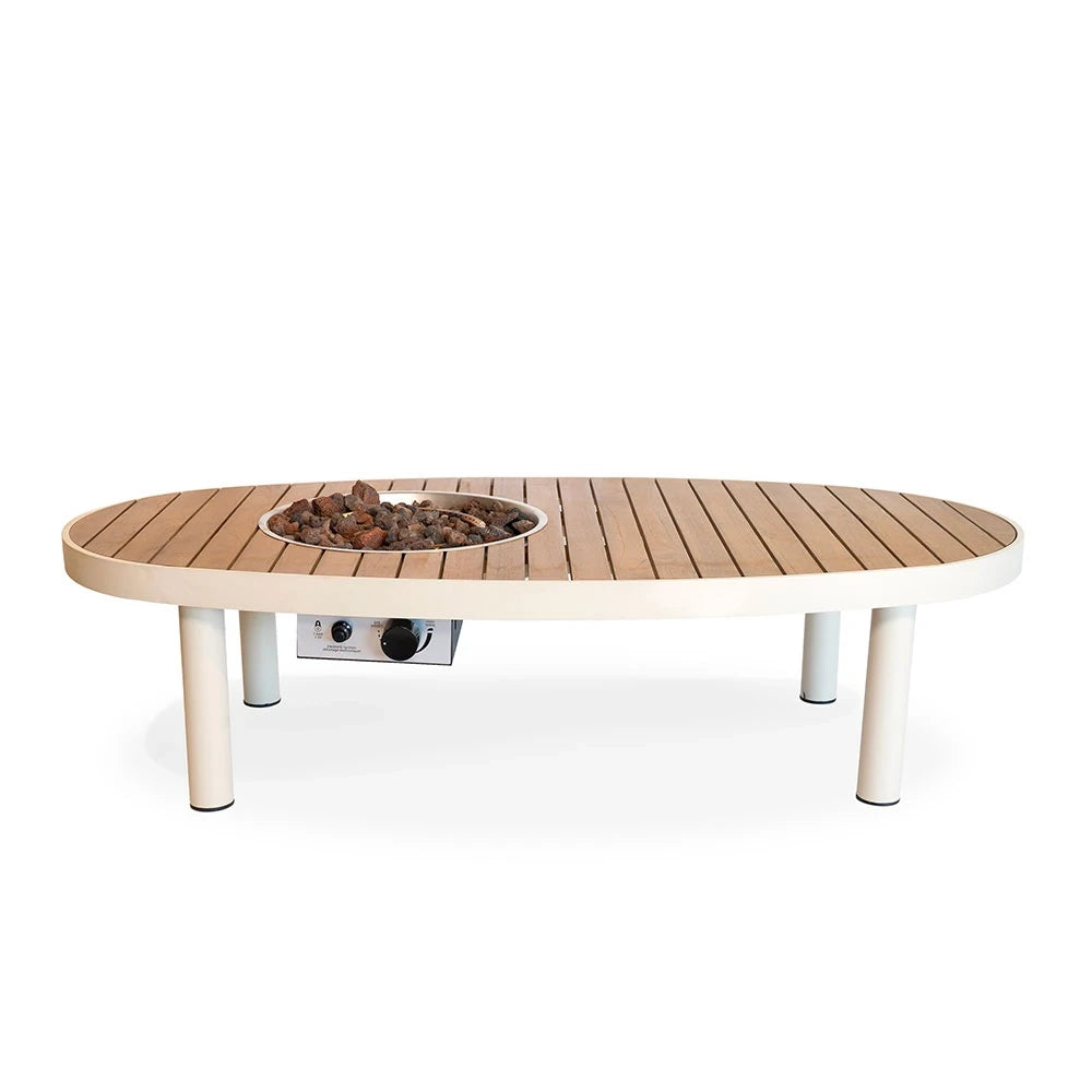 Riviera 140 Oyster Beige – Oválny plynový ohniskový stôl