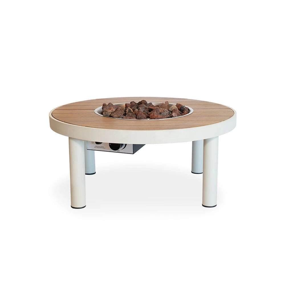 Riviera 80 Oyster Beige – Okrúhly plynový ohniskový stôl