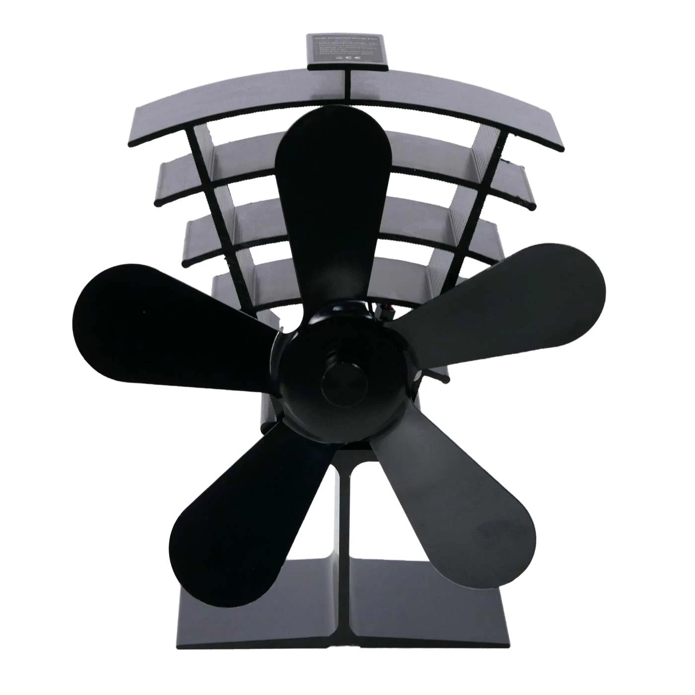 Čierny ventilátor na kachle poháňaný teplom – 5 lopatiek | oceľ