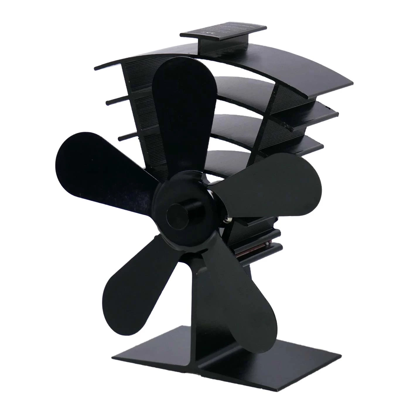 Čierny ventilátor na kachle poháňaný teplom – 5 lopatiek | oceľ