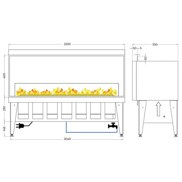 Incanto 2000 ST - See-through Built-in Water Vapour Fireplace