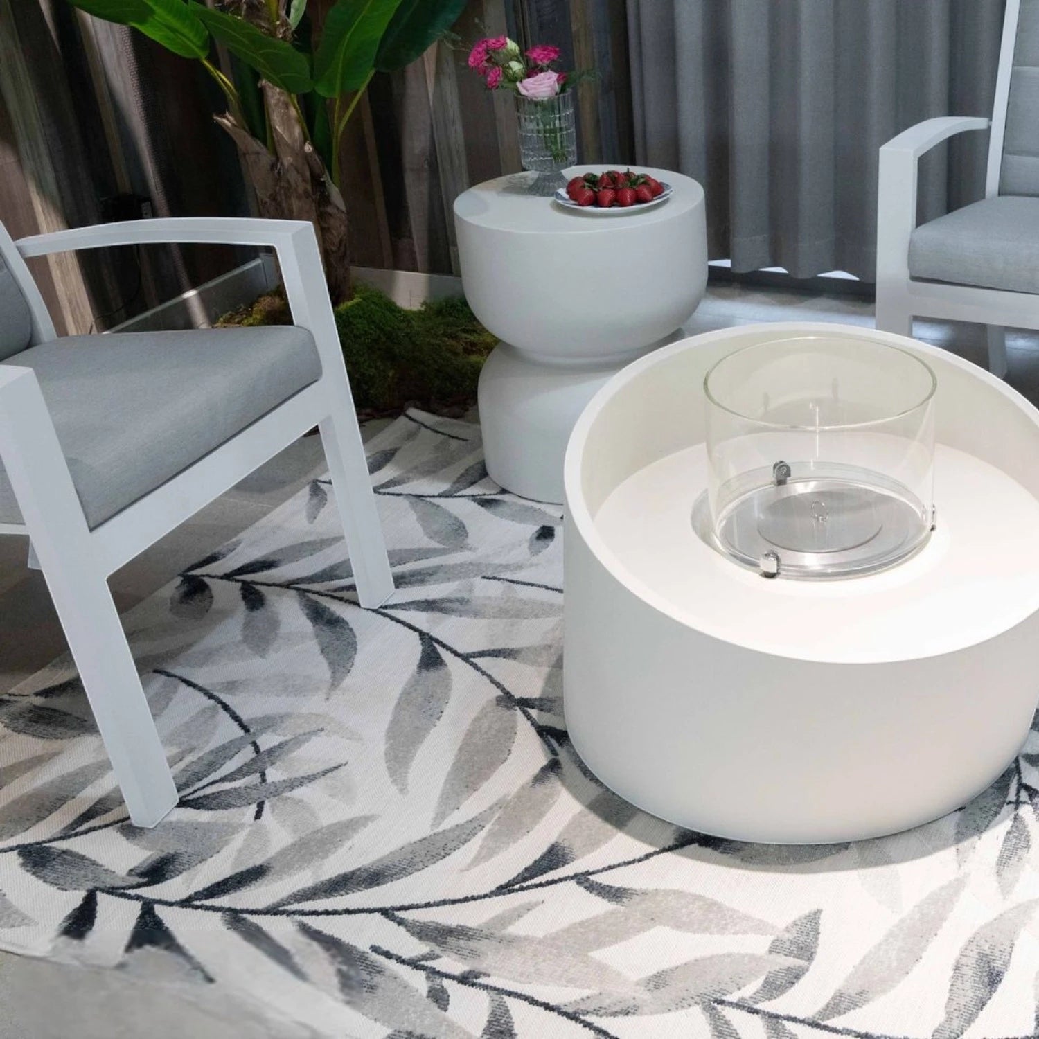 TORRE bioetanolový ohňový stĺp – krémovo biely
