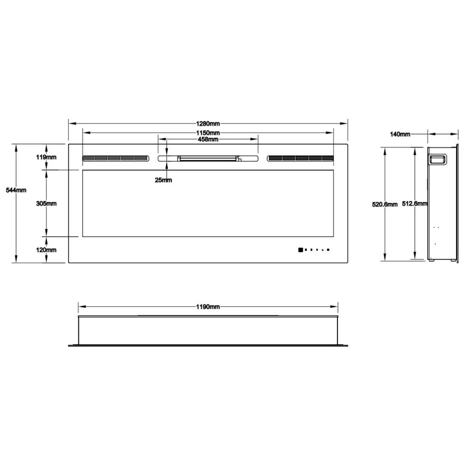 Majestic 50" – 128 cm nástenný elektrický krb
