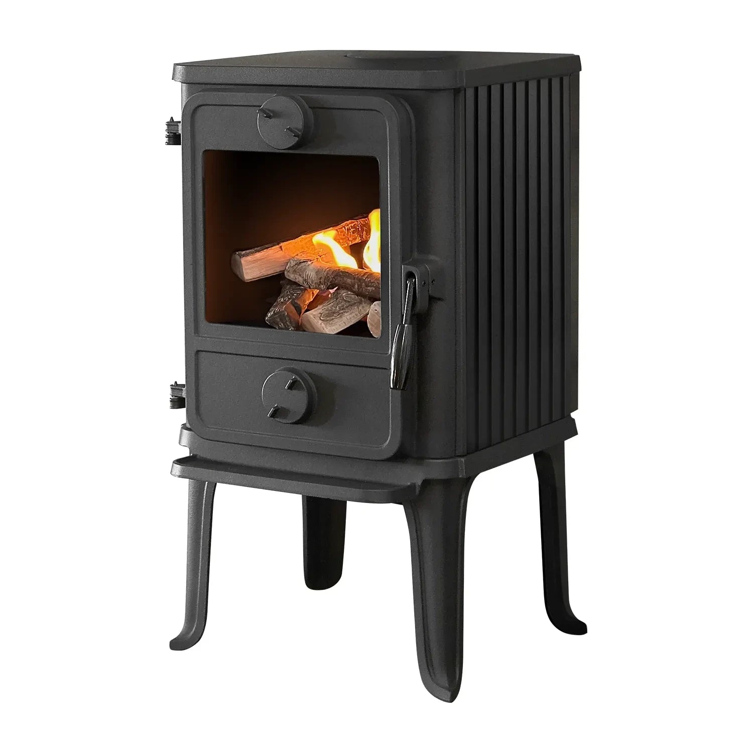Black freestanding cast iron – Morsø 1010 with ribbed sides and 250 mm legs