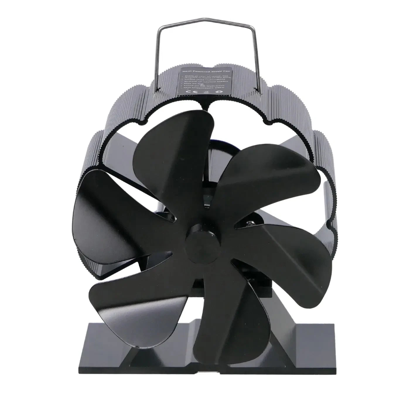 Čierny ventilátor na kachle poháňaný teplom – 6 lopatiek | oceľ