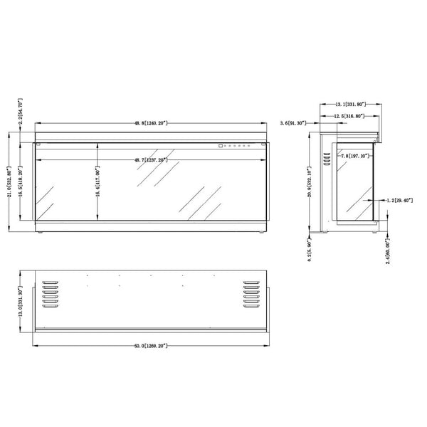 SuperB 50 - 124 cm vstavaný elektrický krb