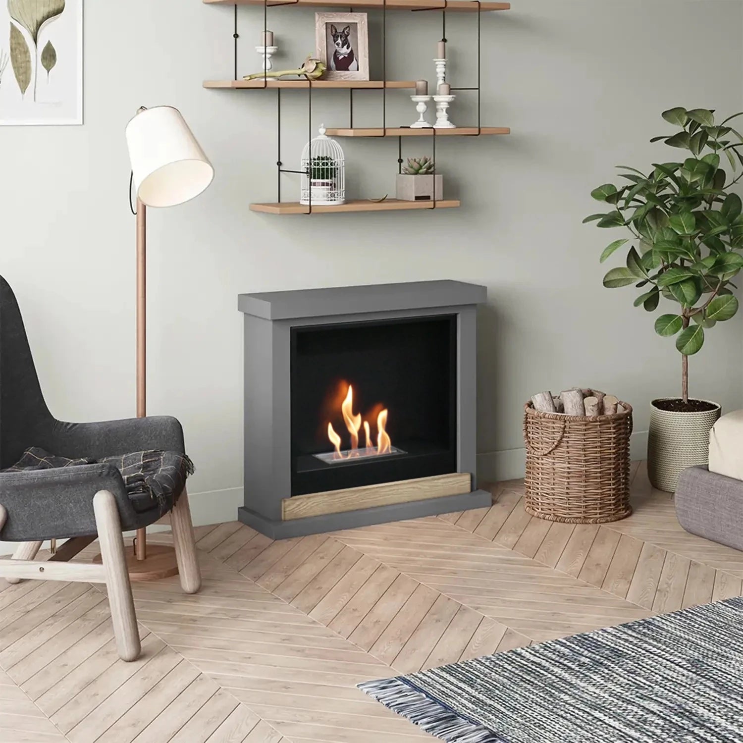 Hagen Bioethanol Fireplace Mantel - Grey
